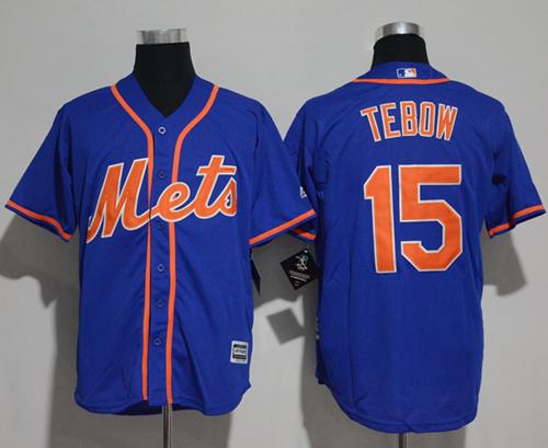 Mets #15 Tim Tebow Blue New Cool Base Alternate Home Stitched MLB Jersey - Click Image to Close